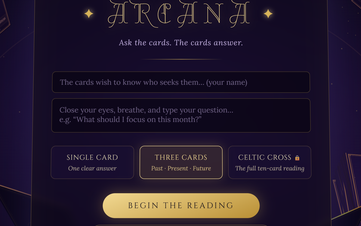Arcana — 3D tarot reading app